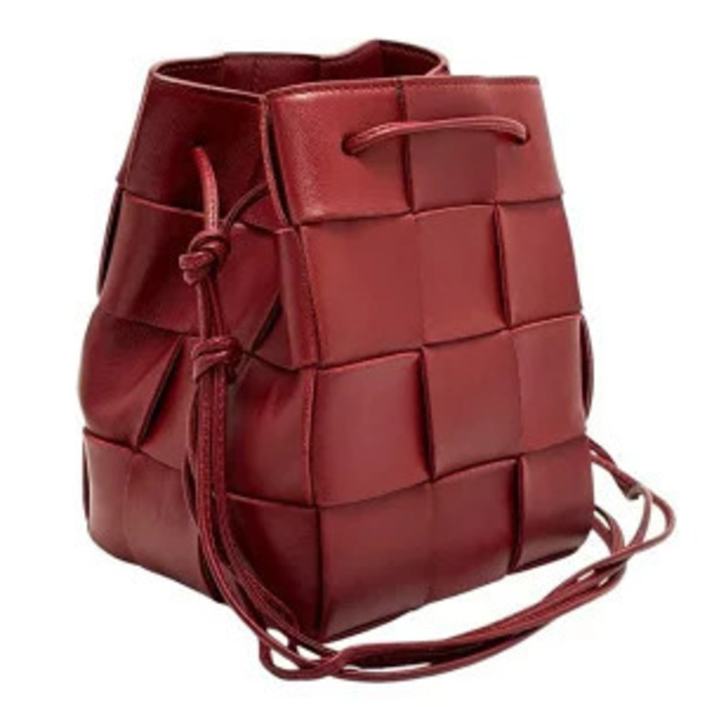 Bottega Veneta Cassette Bucket Shoulder Bag Leather Red